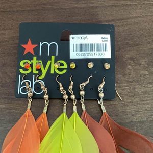 Feather earring Set with studs